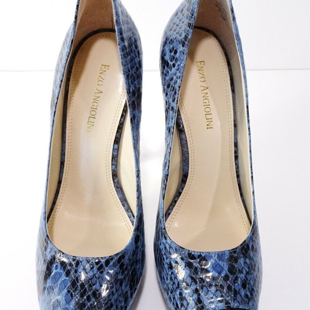 🚨Enzo Angiolini Blue Snakeskin Platform Heel Shoes EATANEN  Sz 6.5 M - Picture 9 of 13